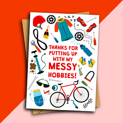 Bicycle-Themed Cyclist Valentine or Anniversary Card Design