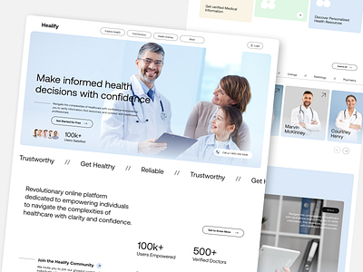 Healify- Healthcare Landing Page ai design doctor figma healthcare healthcare professionals landing page medical ui uiux user interface web design webpage website design