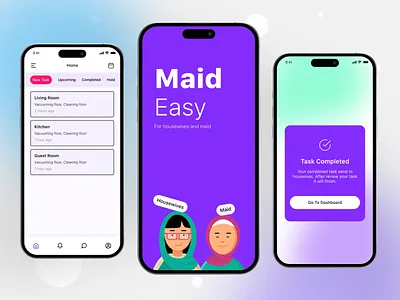 House Maid App app desin complete task daily task daily task app dashboard housekeeping housekeeping app maid app maid easy maid service saas saas app splash screen task ui ux ux design