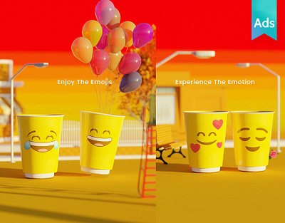 World Emoji Day | Hotpack 3d blender colors creative ad digital ad emoji day emojis emotions food packaging gcc graphic design paper cup designs paper cups posters social media