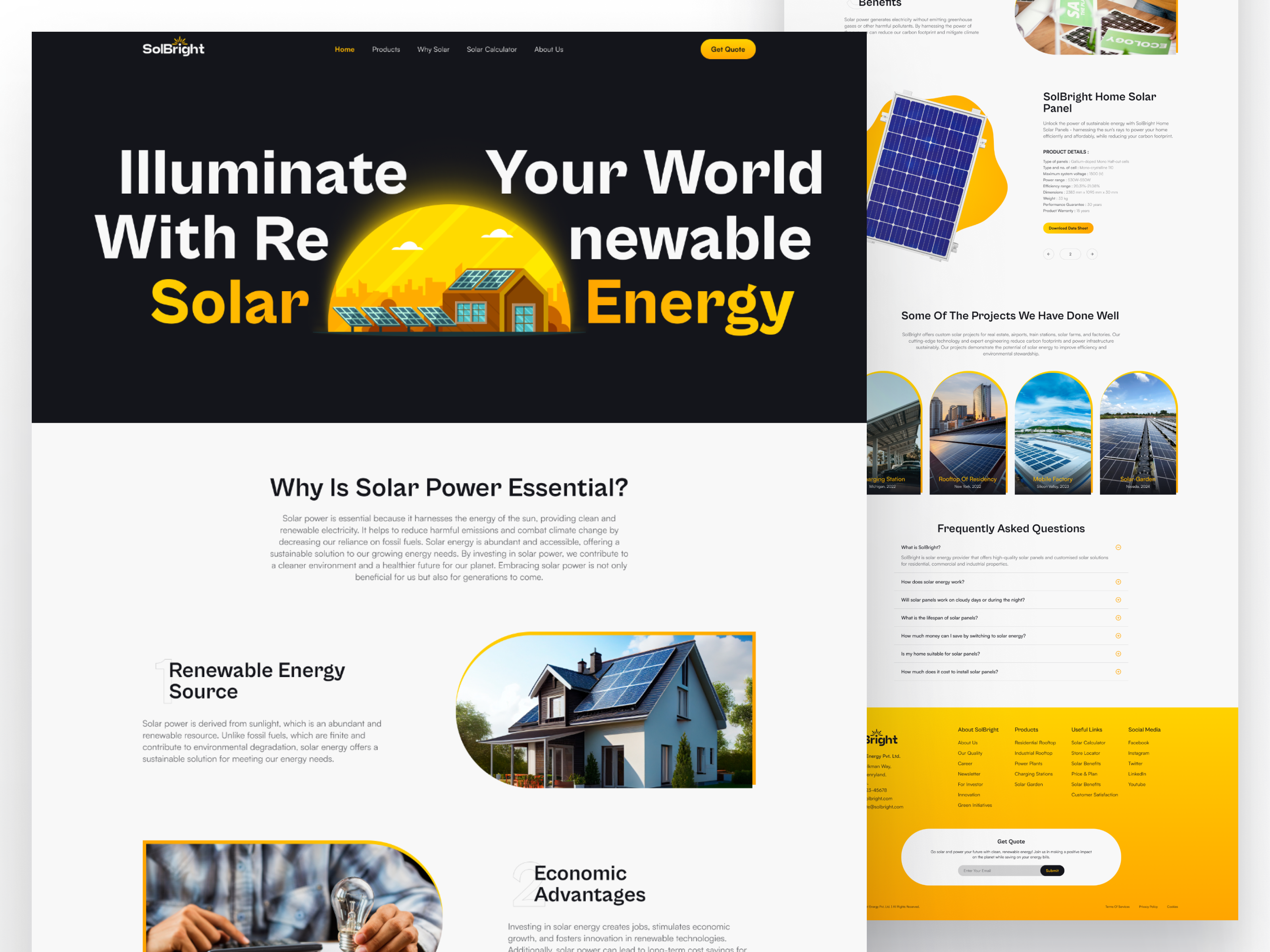 SolBright ☀️ | A Solar Panel Co. Landing Page 3d adobe xd animation branding design figma figma design graphic design illustration landing page motion graphics sketch solar solar panel ui uiux ux website website design