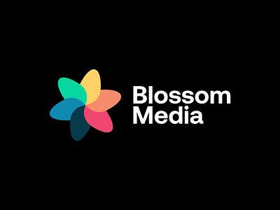 Blossom Media bloom blossom branding colorful creative cute logo flowral logo design logo maker media media logo modern play simple trend logo video video logo