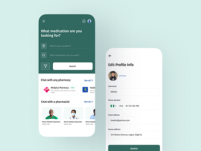 Heath app for reaching pharmacies and getting medication design minimal minimalistic ui user interface user interface design