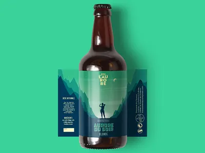 Beer illustration aurora beer identity illustration island mountain night packaging supergreen