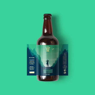 Beer illustration aurora beer identity illustration island mountain night packaging supergreen