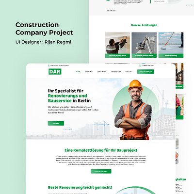 UI UX Design of Construction Company construction wesite landing website ui design website design