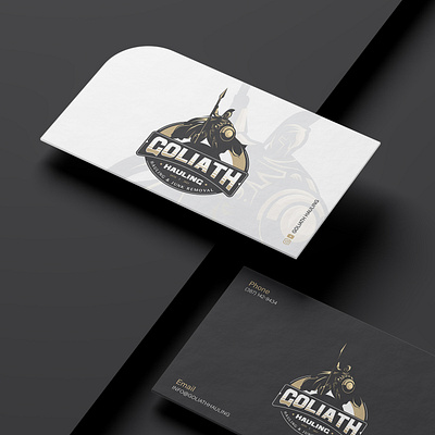 GOLIATH HAULING branding business card design graphic design holding illustration logo nimadelavari typography vector warrior