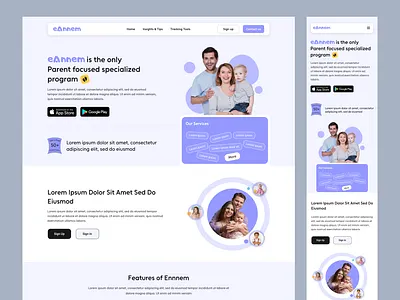 Parenting web landing page children website landing page parents website parents website ui responsive responsive web view selling courses website website features website landing page website sections website ui ux