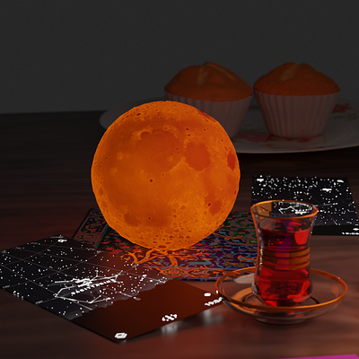 Full blue moon 3d 3dart graphic design moon render