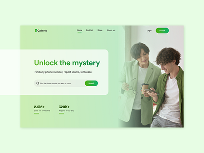 Landing page UI design - Caller ID caller landing page ui ui design website