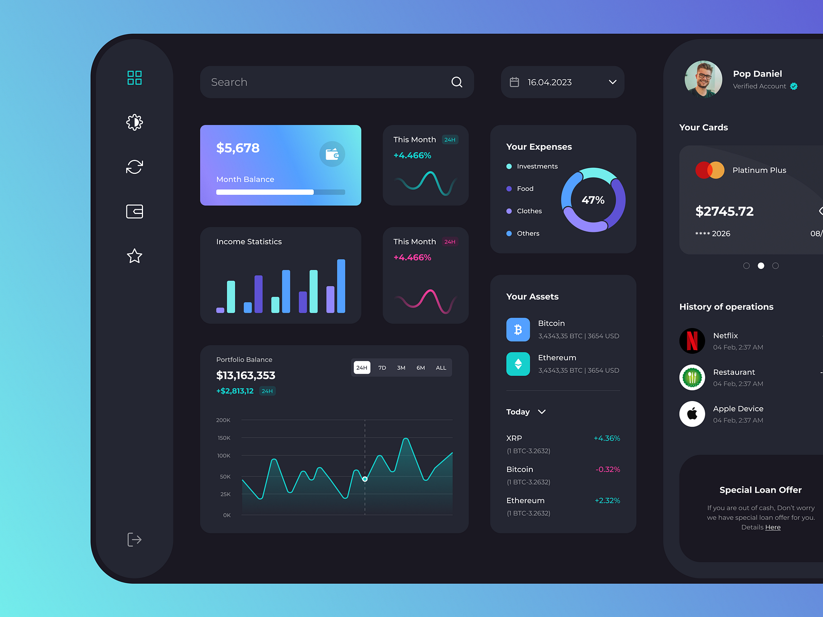 Banking Dashboard Design by Sunil G on Dribbble