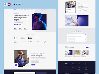 VRealize – Augmented & Virtual Reality Services Elementor Templa branding design elementor template graphic design ui web design