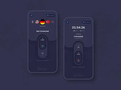 VPN Mobile App Design app app design creative design creativity design designer dribbble illustration inerface ip mobile privacy product design proxy security technology typography ui ux vpn app