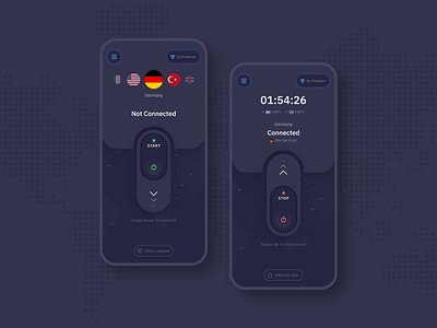 VPN Mobile App Design app app design creative design creativity design designer dribbble illustration inerface ip mobile privacy product design proxy security technology typography ui ux vpn app