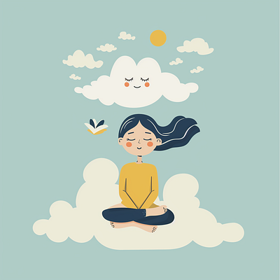 Peaceful Meditation in the Sky character design