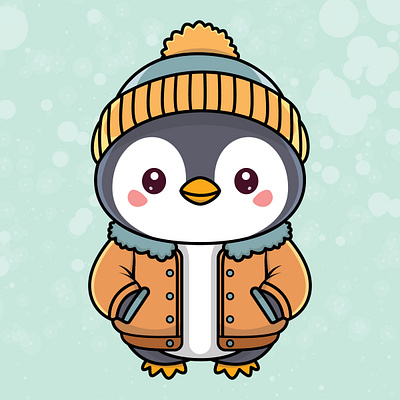 Winter Penguin Vector Design animal illustration cartoon cool penguin graphic design illustration logo penguin sea animal vector design winter animal winter season