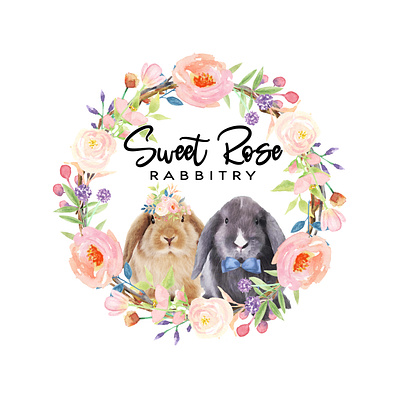 Watercolor Logo branding flower circle graphic design illustration illustrations logo rabbit rabbit couple rabbit couple logo rabbit logo vector watercolor watercolor art watercolor flower rabbit watercolor rabbit logo