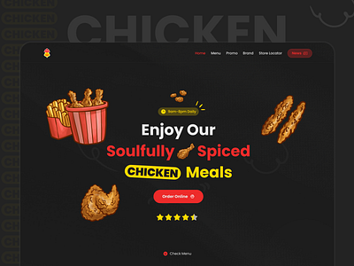 Chicken Meal Hero Landing Page chicken dark mode food delivery app landing page ui ui ux ux design web design
