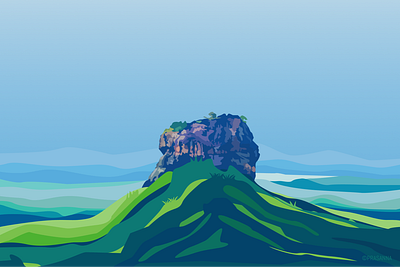 Sigiriya or Sinhagiri (Lion Rock) art concept design illustration lion rock sigiriya sri lanka travel vector