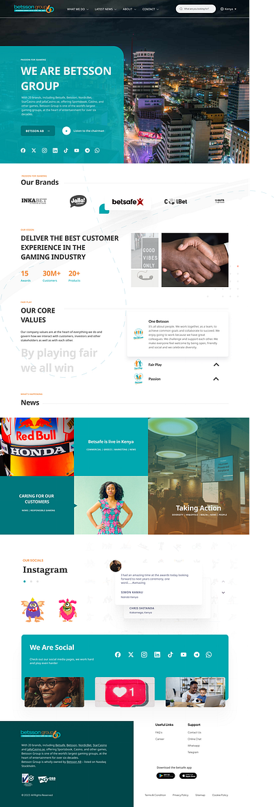 Betsson Group Website for the Kenyan market branding design ui web app web design website