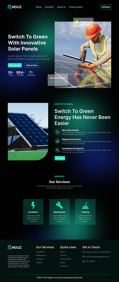 Solar Energy Web Design design landing page solar solar energy ui uiux ux web website website design
