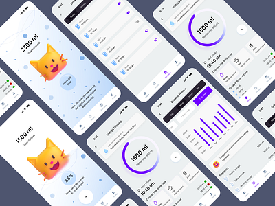 Water Intake Tracker App appdesign appinspiration design designers designtrends drinkwatertracker figma figmadesign figmainspiration productdesign ui uitrends uixux userinterface ux uxdesign waterintakeapp waterintaketrackerapp