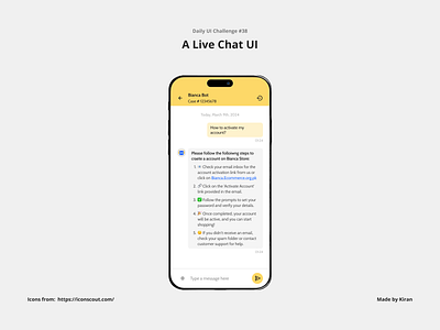 Daily UI Challenge #38 ai bot chat chatbot chatting customer design message mobile design robot text ui uichallenge ux uxdesigner uxui