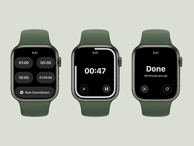 Daily UI #014 — Countdown Timer apple apple watch clock countdown daily dailyui figma interface stopwatch time timer ui ux watch watchos workout
