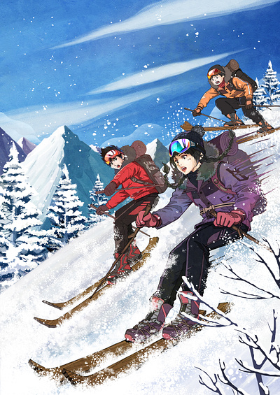 adventure 2d adventure aestheticism challenge comic design extreme sports graphic design illustration outdoor sport ski