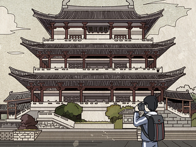 chinese ancient architecture 2d chinese ancient architecture chinese architecture chinese temple comic graphic design illustration