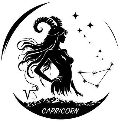 Capricorn zodiac sign graphic design