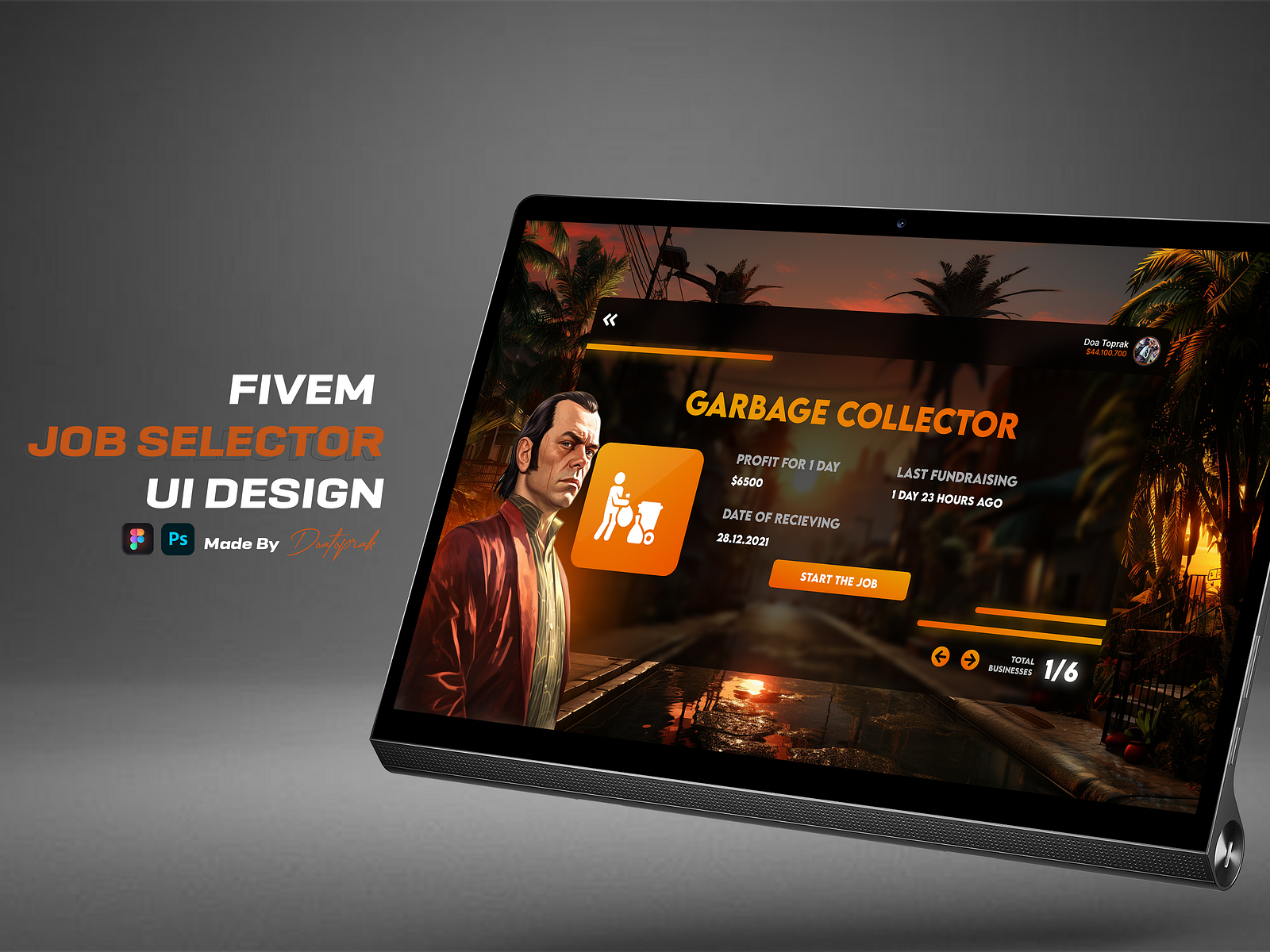 Job Selector Design for Gta V Fivem by Doa Artworks on Dribbble