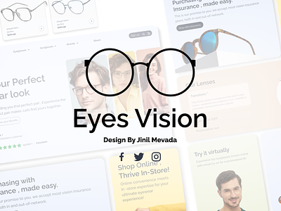 Eyes Vision Design By Jinil Mevada 2d 3d behance design dribble ecommerce eye website eyeapp figma instagram linkdin logo mockup sunglasses template ui ui design uiux website design