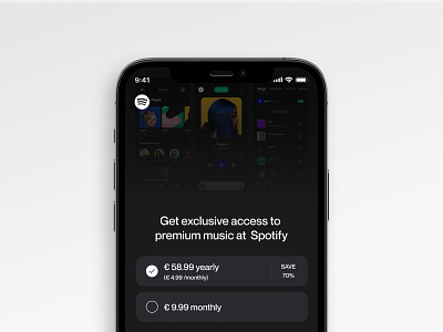 Membership settings at Spotify app dark mode mobile ui