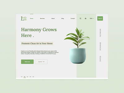 Eco-Friendly Homepage Design design homepage plant plantlovers shop ui uiux