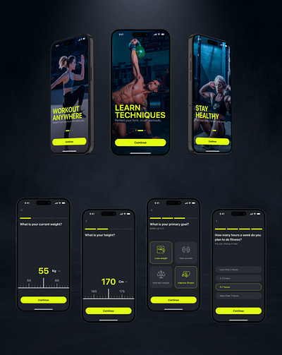 Fitness App | Interactive & Classic Onboarding dark mode figma fitness fitness app gym health interactive minimal minimal design mobile app modern design onboarding ui ui design ux