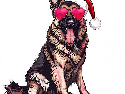 German Shepherd With Christmas Hat And Sunglass Vector ai aiart animal bulk t shirt design custom shirt design custom t shirt design design dog dogs graphic design merch design midjourney midjourneyai pet photoshop t shirt design typography t shirt design vector vectorart vectorillustration vectors