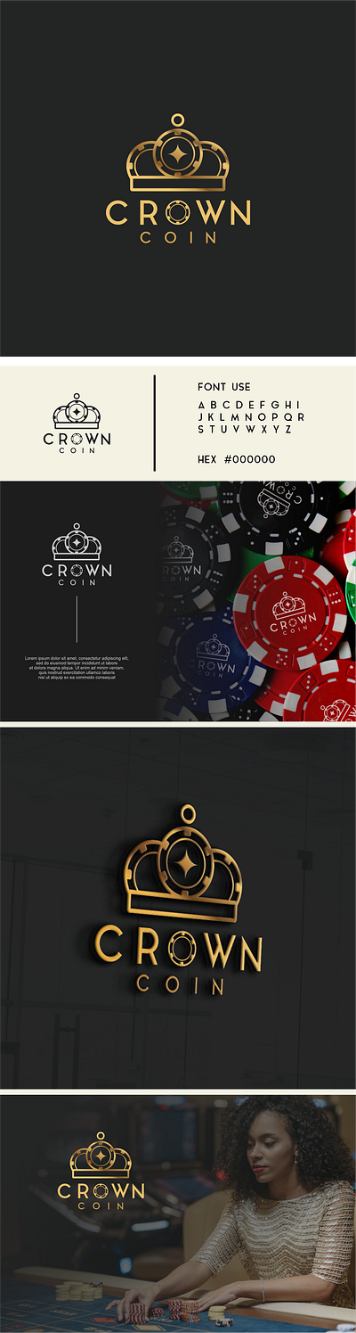 casino logo and moodboard brandguide crown coin brand manual brandguide casino logo custom logo design design inspiration graphic design logo vector