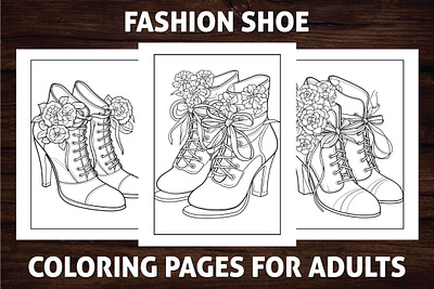 Fashion Shoe Coloring Page for Adults activitybook adult coloring book amazon kdp amazon kdp book design book cover coloring book design fashion shoe graphic design illustration kdp kdp interior