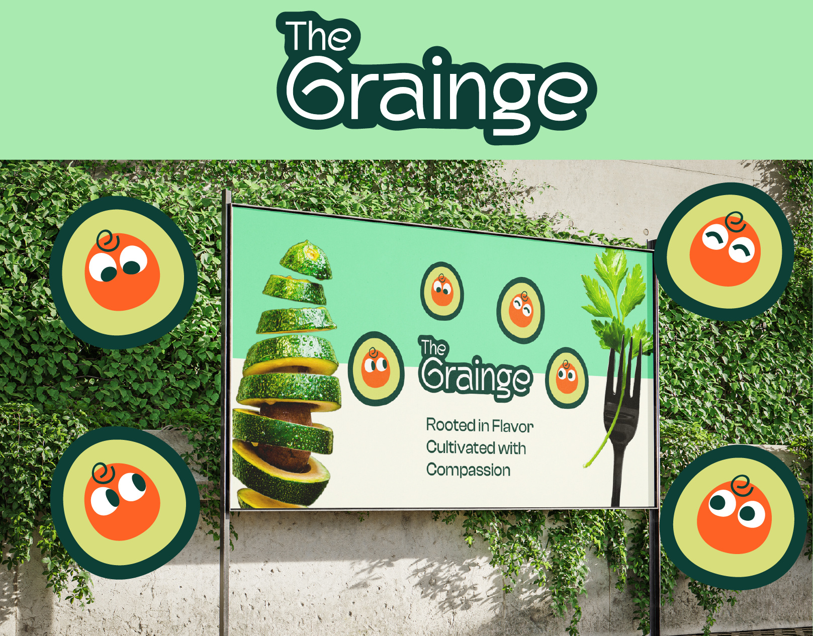 The Grainge avocado illustration brand design branding cute illustration design challenge graphic design ig post instagram post design poster design the grainge vegan brand visual identity