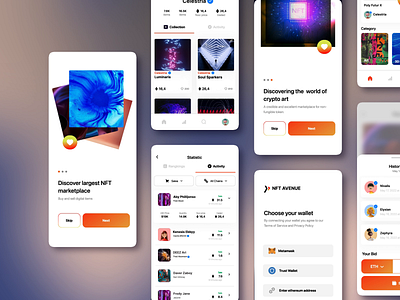 NFT marketplace UI UX Design after effect app crypto dark mode design light mode marketplace mobile nft ui ux web3