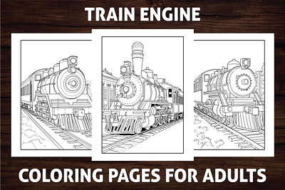 Train Engine Coloring Page for Adults activitybook adult coloring book amazon kdp amazon kdp book design book cover coloring book coloring book for adults design graphic design illustration kdp train train engine