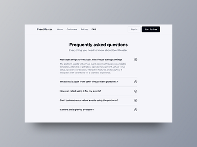 FAQ Page - UI Design challegne dailyui design faq faq page hype4 ui ui design web web design