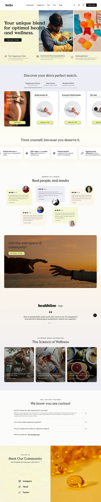 SoSo | Skincare Landing page Template figma graphic design skincare template ui web design