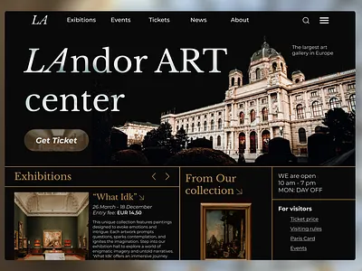 Landor Art Center art art site dark dark theme gallery home homepage landing museum site ui ui design uiux userinterface ux web design website