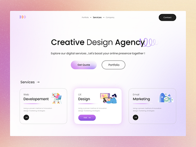 Design Agency Service Page 3d agency branding creative design desktop gradient illustration logo mesh servoce ui ui design ui inspiration uiux ux webdesign