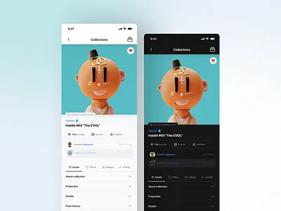 NFT Platform - Collection Page , clean, dark&light clean collection dark e commerce figma light minimal nft page product ui variables