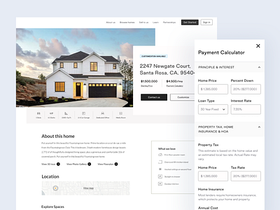 House Payment Calculator Concept design listing page payment calculator product design real estate ui ux web design