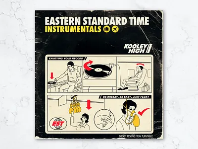 Album Cover Art: Eastern Standard Time Instrumentals airplane safety album art album cover cover art cover design graphic design hip hop illustration kooley high photoshop