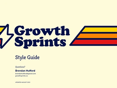 Growth Sprints Brand Style Guide Pages bold branding bright clean cooper energetic fast lightning bolt quick retro soft style guide vintage